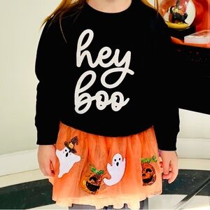 Black 'Hey Boo' Sweatshirt 4t